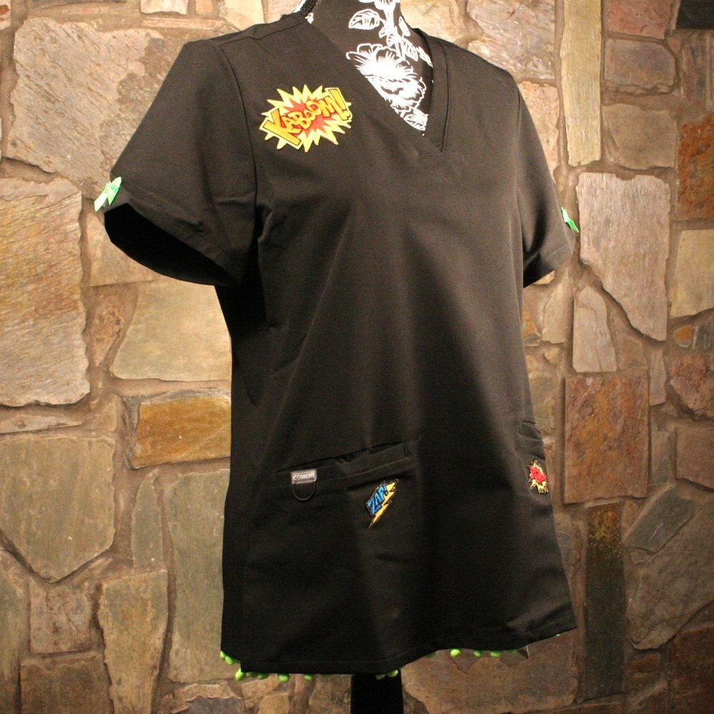 Professional Princess Ka-Boom Black Scrub Top
